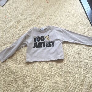 Zara Girls Sweater Shirt Sequins 100% Artist Size 6